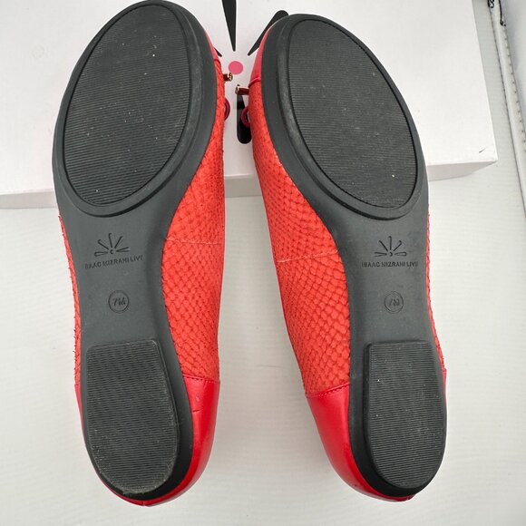 ISAAC MIZRAHI LIVE! Red Leather Ballet Flats with Bow – Size 7M - Picture 4 of 8